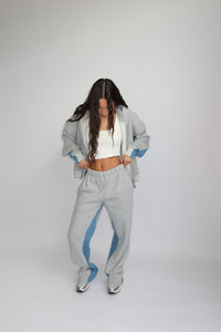 TRACKSUIT WITH DENIM PARTS – MELANGE GRAY
