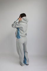 TRACKSUIT WITH DENIM PARTS – MELANGE GRAY