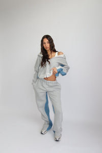 TRACKSUIT WITH DENIM PARTS – MELANGE GRAY