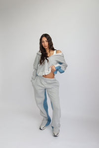 TRACKSUIT WITH DENIM PARTS – MELANGE GRAY