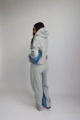 TRACKSUIT WITH DENIM PARTS – MELANGE GRAY