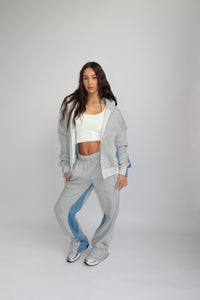 TRACKSUIT WITH DENIM PARTS – MELANGE GRAY